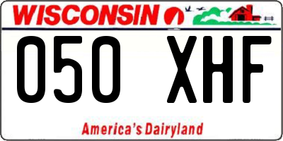 WI license plate 050XHF