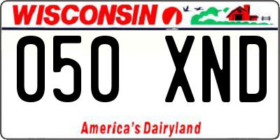 WI license plate 050XND