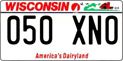 WI license plate 050XNO