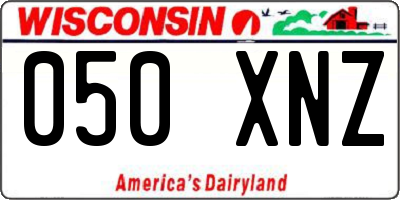 WI license plate 050XNZ