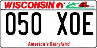 WI license plate 050XOE