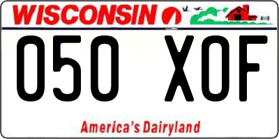 WI license plate 050XOF
