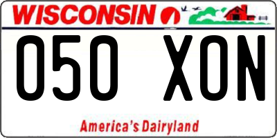 WI license plate 050XON