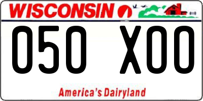WI license plate 050XOO
