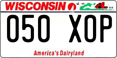 WI license plate 050XOP