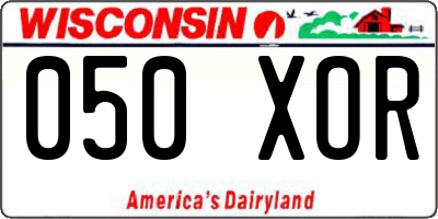 WI license plate 050XOR