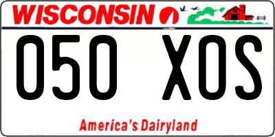 WI license plate 050XOS