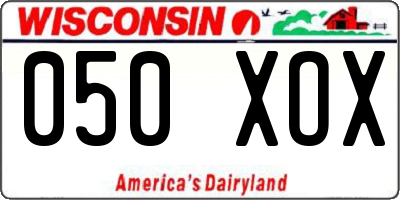 WI license plate 050XOX