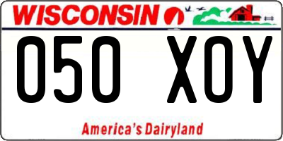 WI license plate 050XOY