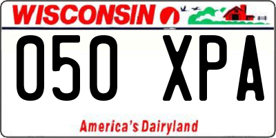 WI license plate 050XPA