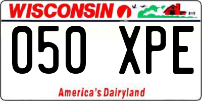WI license plate 050XPE