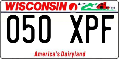 WI license plate 050XPF