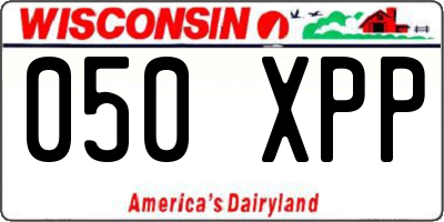 WI license plate 050XPP