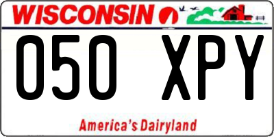 WI license plate 050XPY