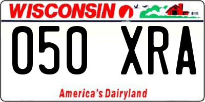 WI license plate 050XRA