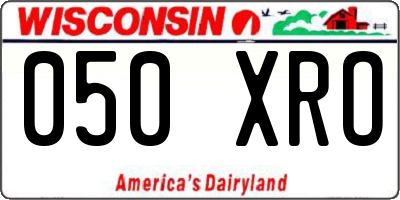 WI license plate 050XRO
