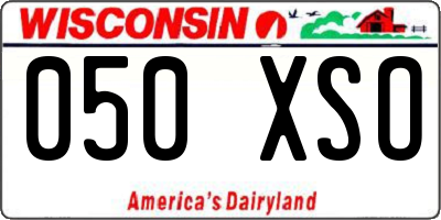 WI license plate 050XSO