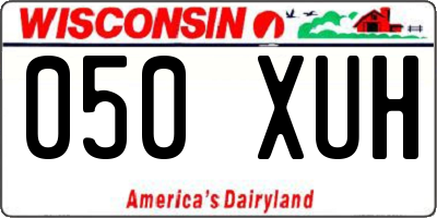 WI license plate 050XUH