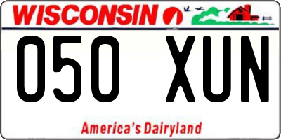 WI license plate 050XUN