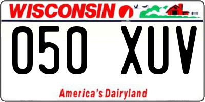WI license plate 050XUV