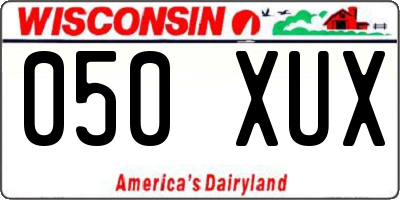 WI license plate 050XUX