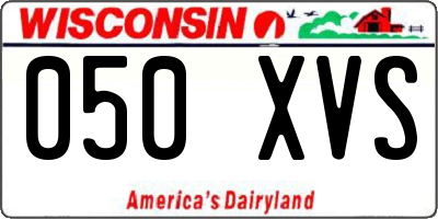 WI license plate 050XVS