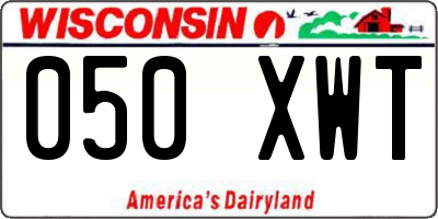 WI license plate 050XWT