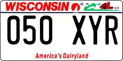 WI license plate 050XYR