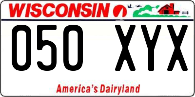 WI license plate 050XYX