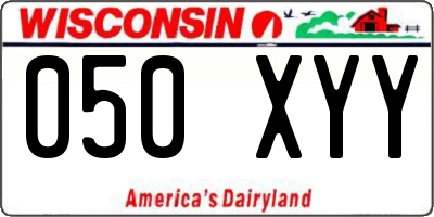 WI license plate 050XYY