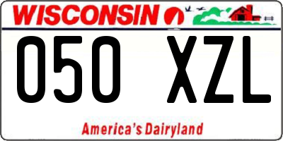 WI license plate 050XZL