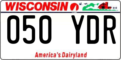 WI license plate 050YDR