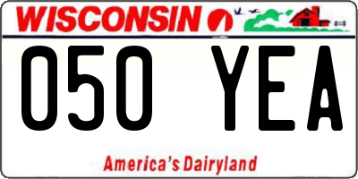 WI license plate 050YEA