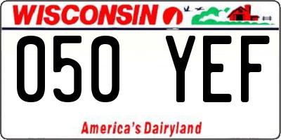 WI license plate 050YEF
