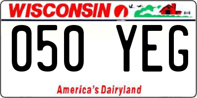 WI license plate 050YEG