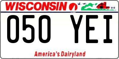 WI license plate 050YEI