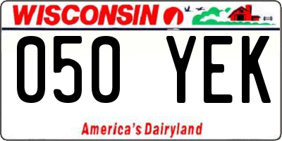 WI license plate 050YEK