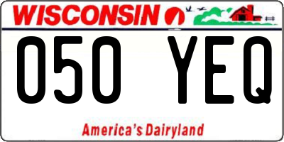 WI license plate 050YEQ