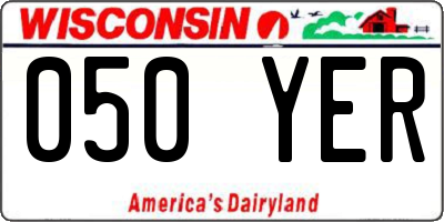 WI license plate 050YER