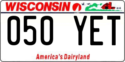 WI license plate 050YET