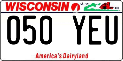 WI license plate 050YEU