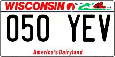 WI license plate 050YEV