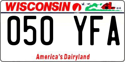 WI license plate 050YFA