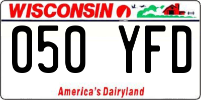 WI license plate 050YFD