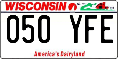 WI license plate 050YFE