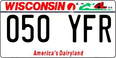WI license plate 050YFR