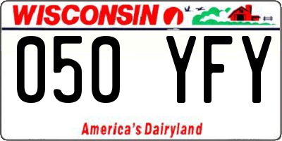 WI license plate 050YFY
