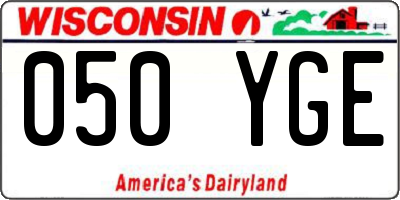WI license plate 050YGE
