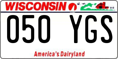 WI license plate 050YGS