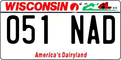 WI license plate 051NAD